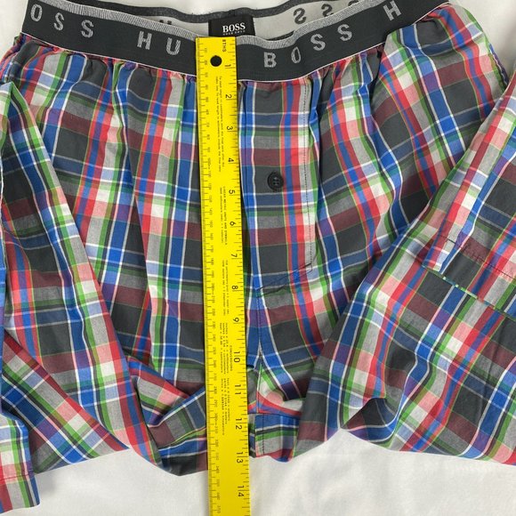 Hugo Boss Pajama Pants Mens‎ Medium Plaid Blue Red 100% Cotton Lightweight - Picture 10 of 13